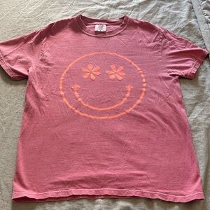 Comfort Colors Pink Tee with Orange Smiley